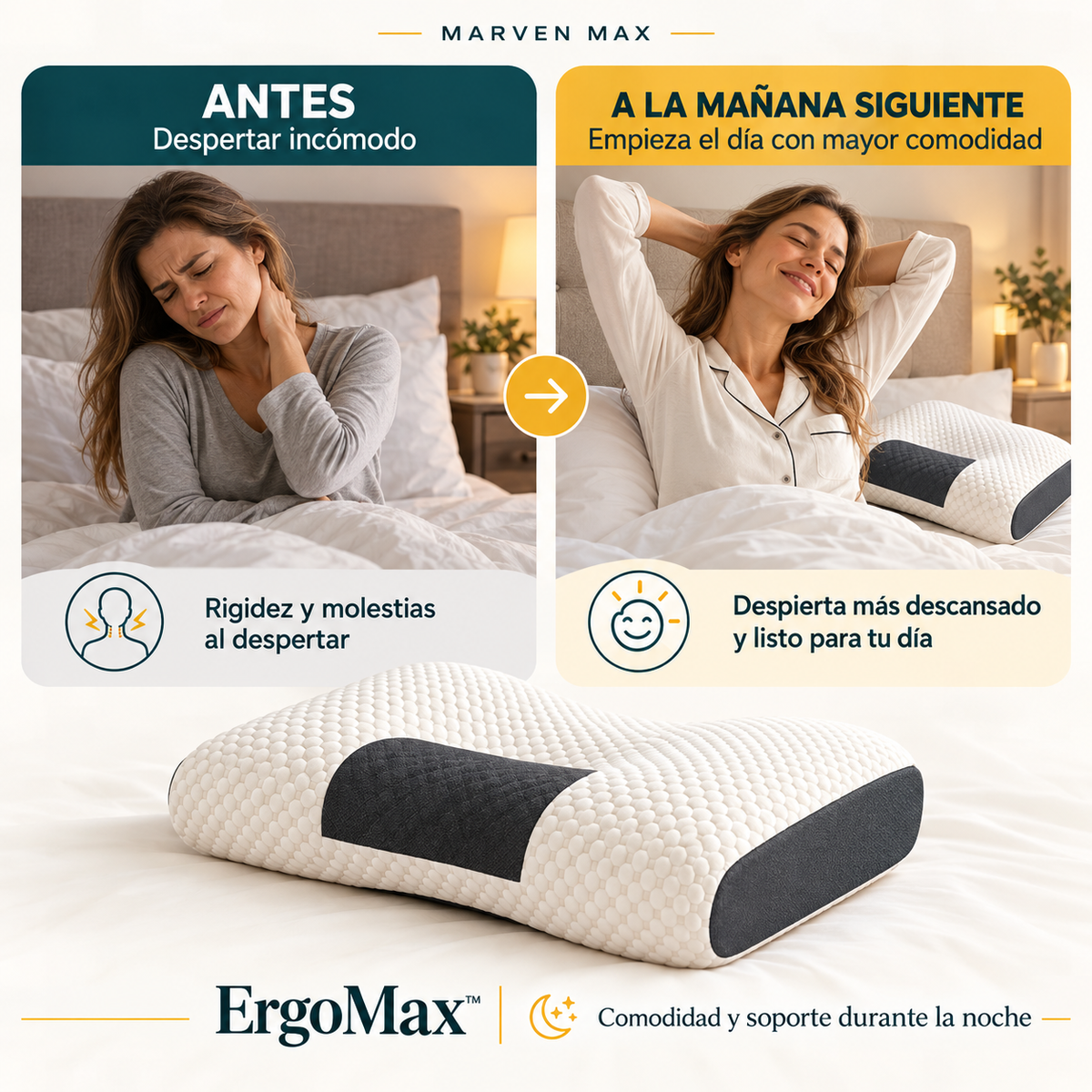ErgoMax™ | Almohada de Descanso Ergonómica 2x1