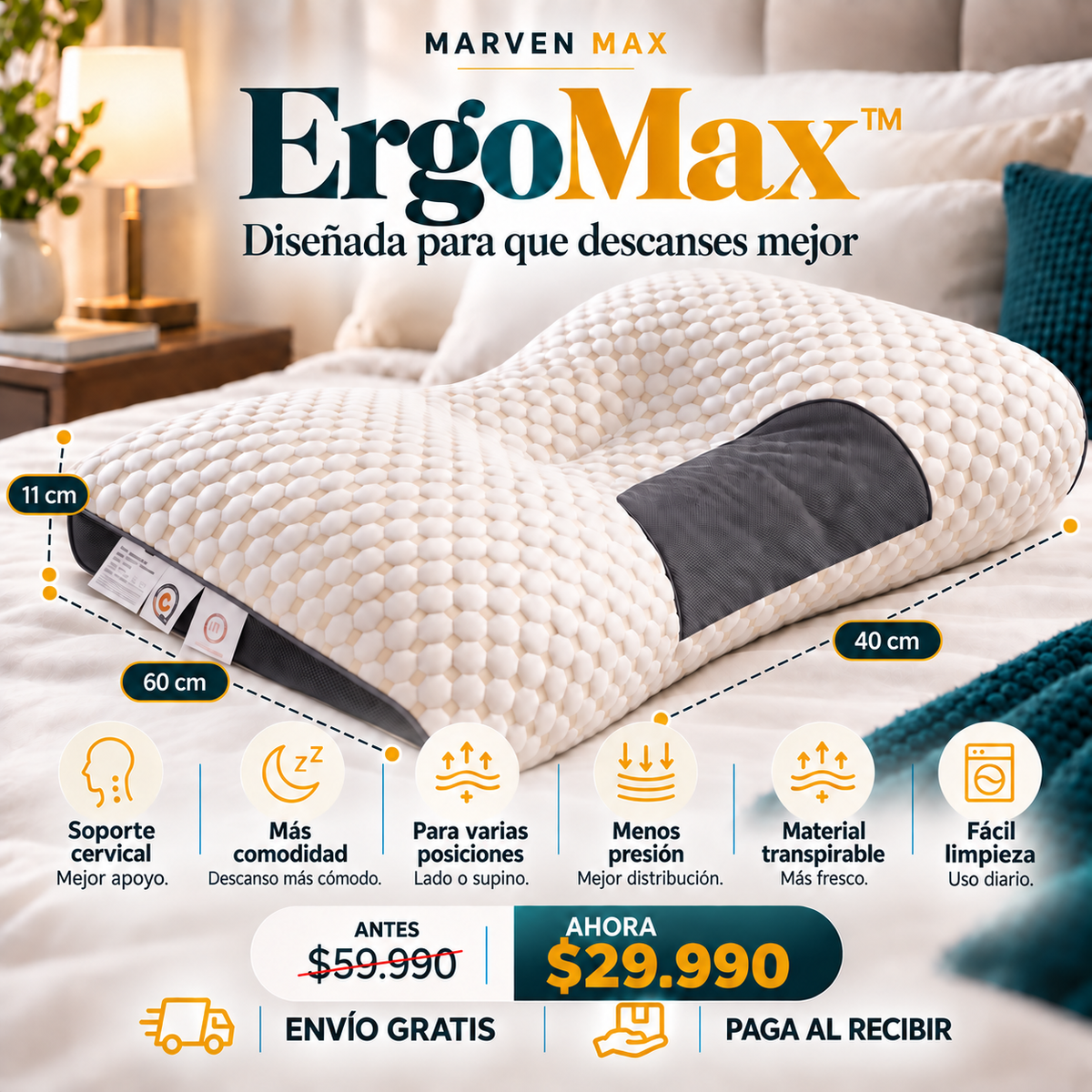 ErgoMax™ | Almohada de Descanso Ergonómica 2x1